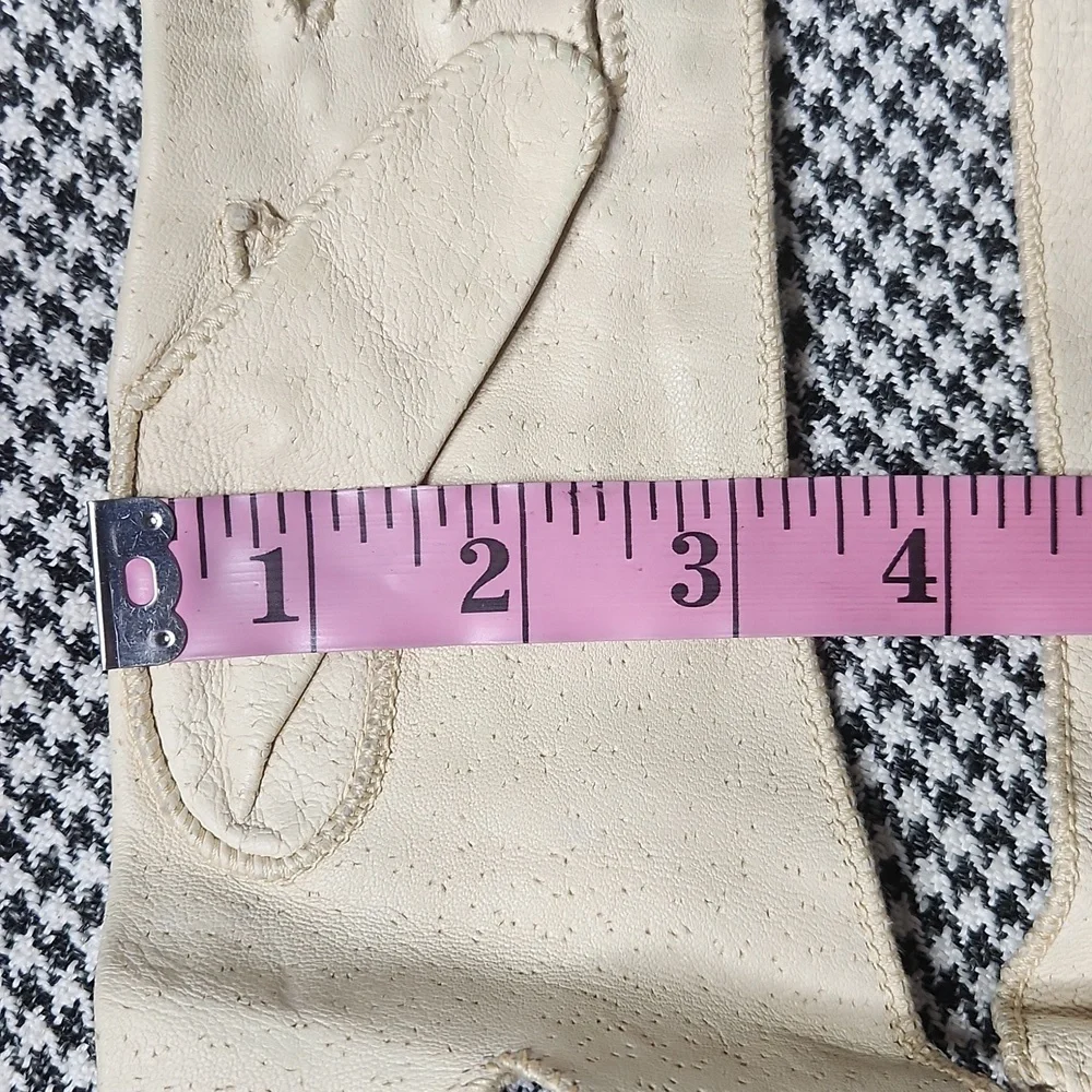 Vintage Midcentury White Leather Kink Dom Pin-Up Goth Vamp Formal Gloves